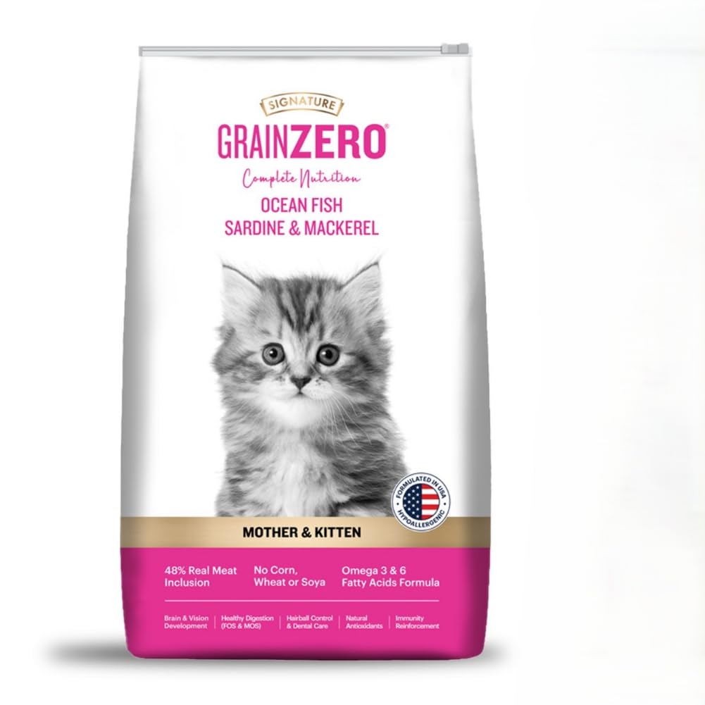 Grain Zero Kitten Dry Cat Food 3kg | Ocean Fish, Sardine & Mackerel | DHA for Brain Development, 48% Fresh Fish Inclusion |