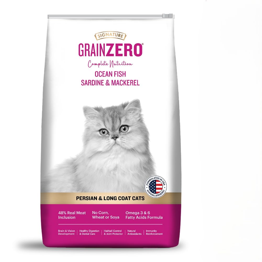 Grain Zero Persian Dry Cat Food 1.2kg | Ocean Fish, Sardine & Mackerel | 48% Fresh Fish Inclusion, No Grain Formula, Gluten- Free
