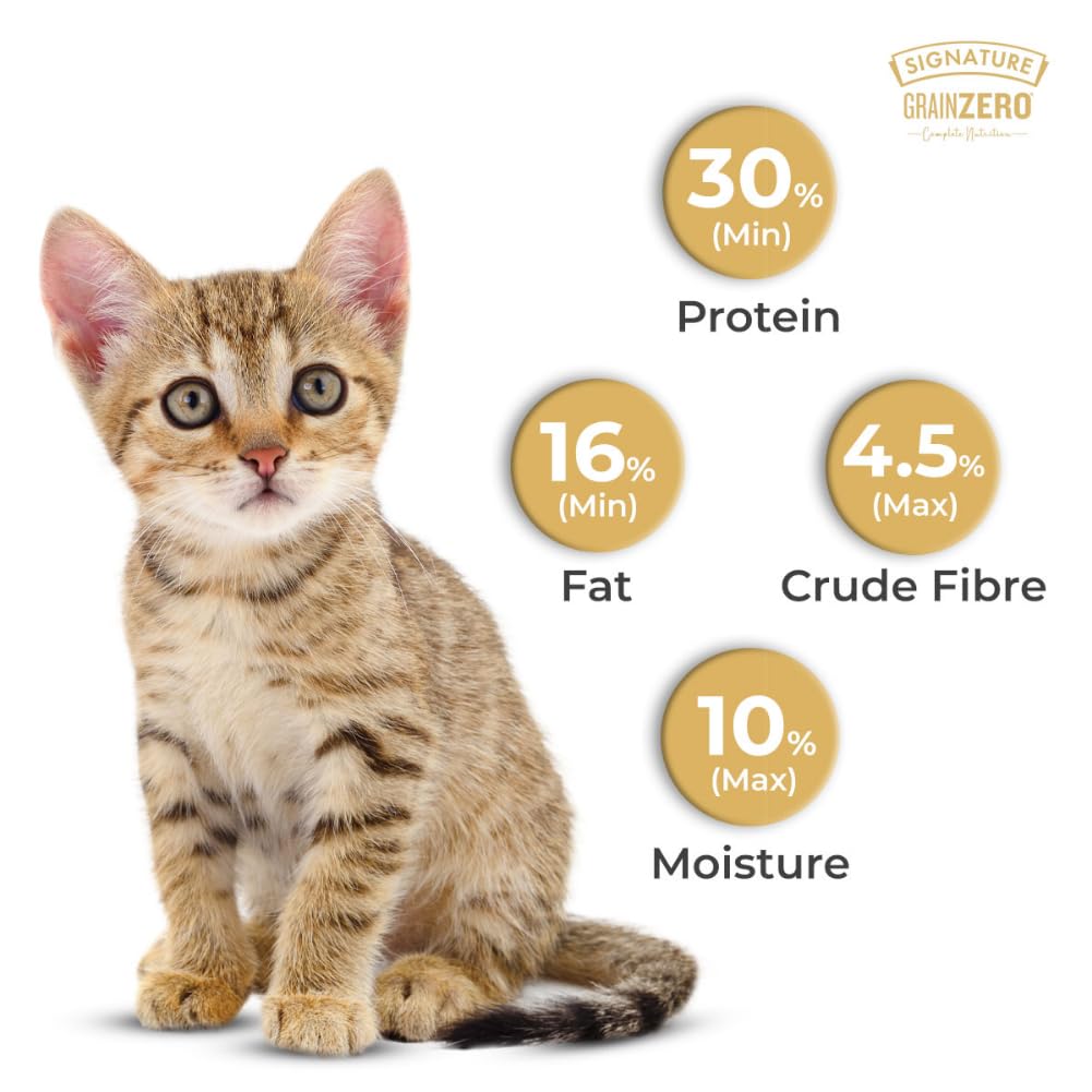 Grain Zero Kitten Dry Cat Food 3kg | Ocean Fish, Sardine & Mackerel | DHA for Brain Development, 48% Fresh Fish Inclusion |