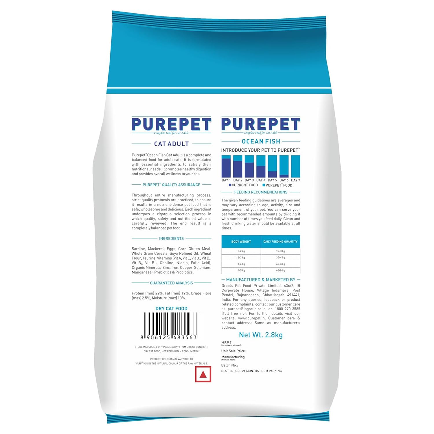 Purepet Adult Dry Cat Food 2.8kg | Ocean Fish Flavour